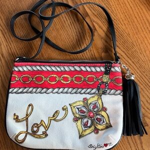 Brighton Women's Crossbody Bag - Red and Gold Love Design